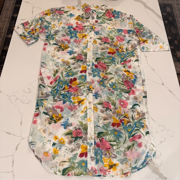 Unbranded Womens Floral Semi Sheer Shirt Dress Cover Up Kimono Sz L / XL Boho - Picture 6 of 13